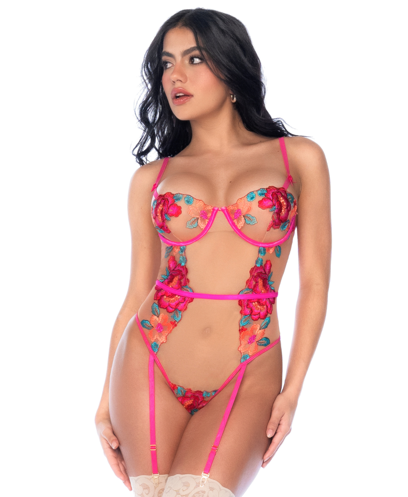 Body en Tulle Brodé Fleuri 